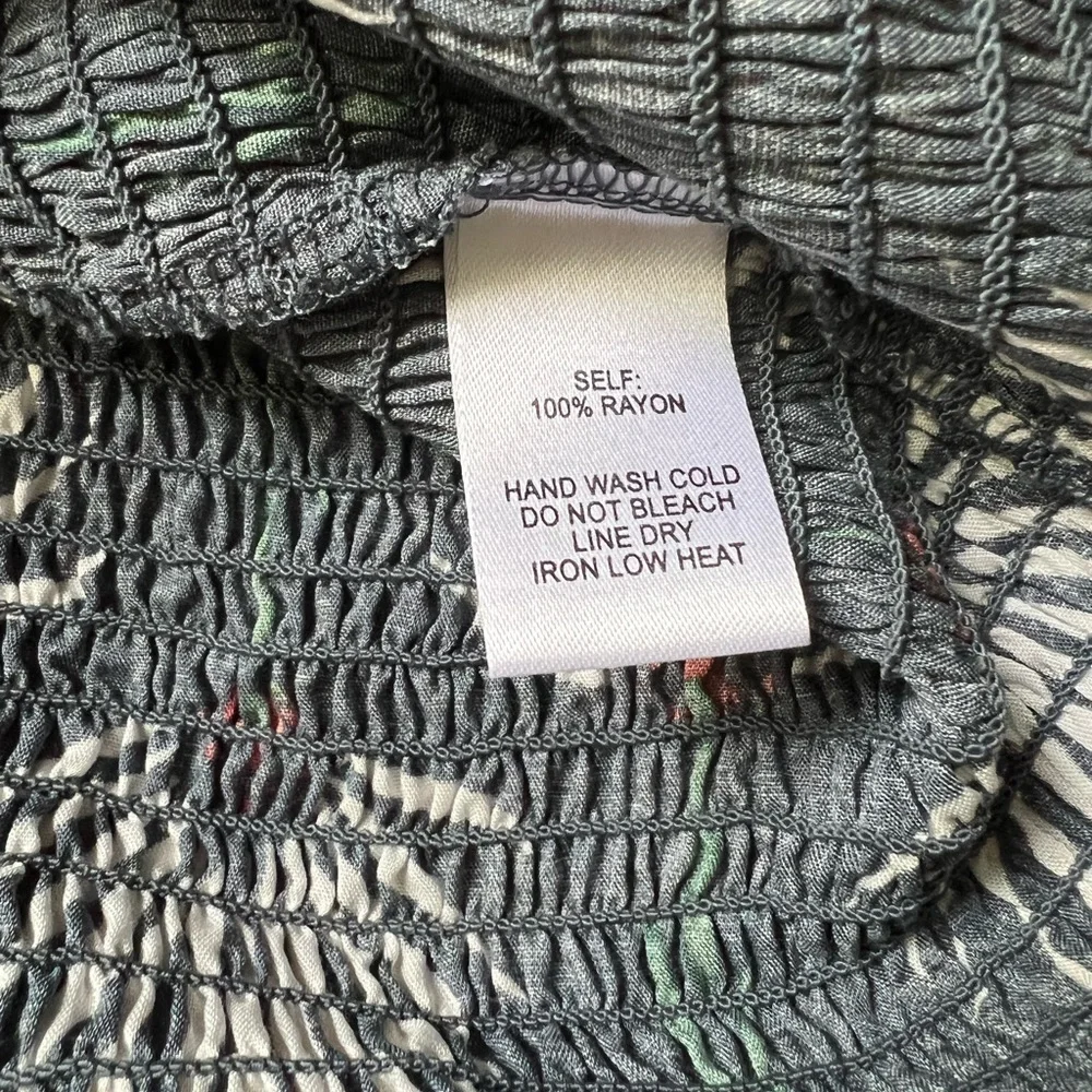 Lulu’s Blue Floral Smocked Crop Top w/ Ruffles - Picture 4 of 5